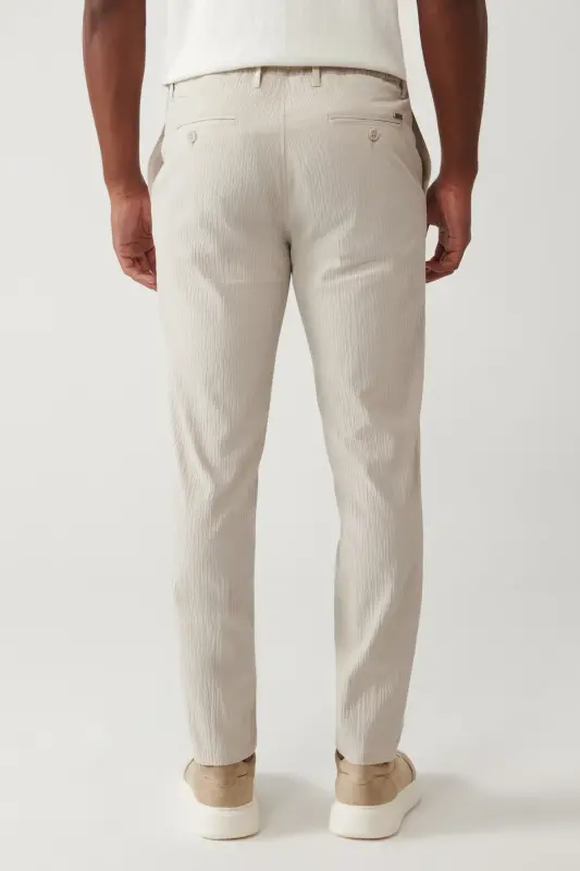 Men's Beige Relaxed Fit Side Pocket Elastic Fabric T - 4