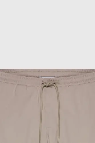 Men's Beige Slim Fit Comfort Fit Tie Waist Side Pocket Jogger Pants-Beige - 13