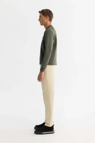 Men's Beige Slim Fit Side Elastic Soft Touch Trousers - AVVA (1)