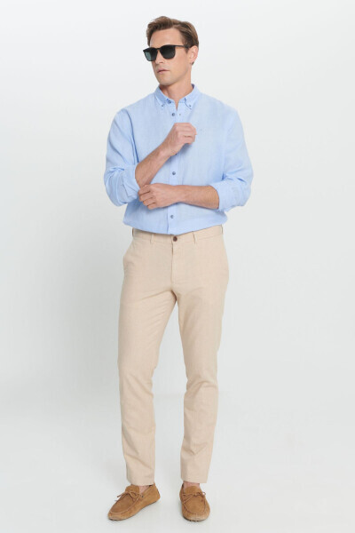 Men's Beige Slim Fit Slim Fit %100 Cotton Side Pocket - ALTINYILDIZ CLASSICS (1)