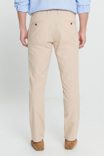 Men's Beige Slim Fit Slim Fit %100 Cotton Side Pocket - 5