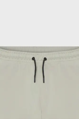 Men's Beige Standard Fit Regular Cut Elastic Waist and Cuffs Comfortable Sweatpants - 8
