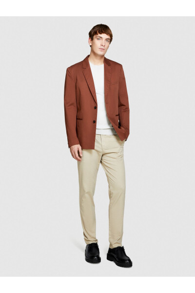 Men's Beige Stretch Cotton Slim Fit Denim Chino Pants - SISLEY