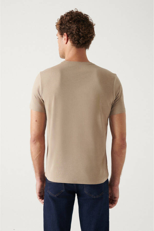 Men's Beige T-shirt 100% Cotton Breathable Crew Neck Regular Fit E001000 - 16