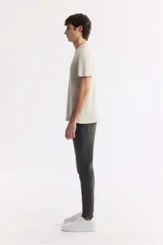 Men's Beige T-shirt Ultrasoft Crew Neck Plain Regular Fit Modal B001171 - 3