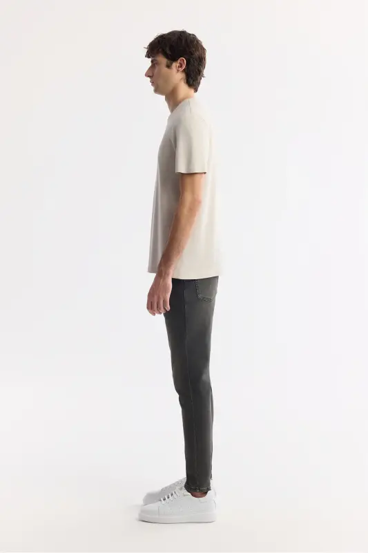 Men's Beige T-shirt Ultrasoft Crew Neck Plain Regular Fit Modal B001171 - 3