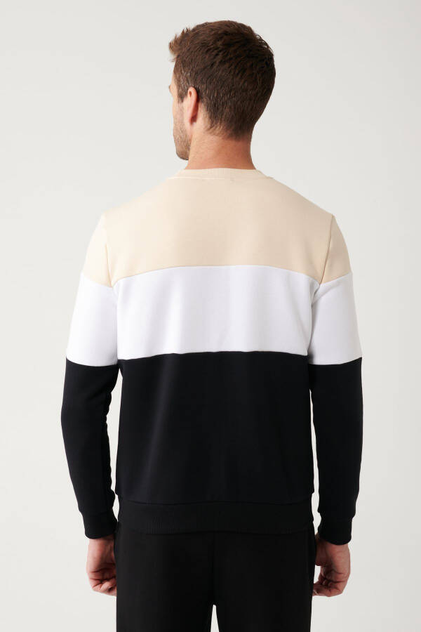 Men's Beige-White-Black Sweatshirt - 4