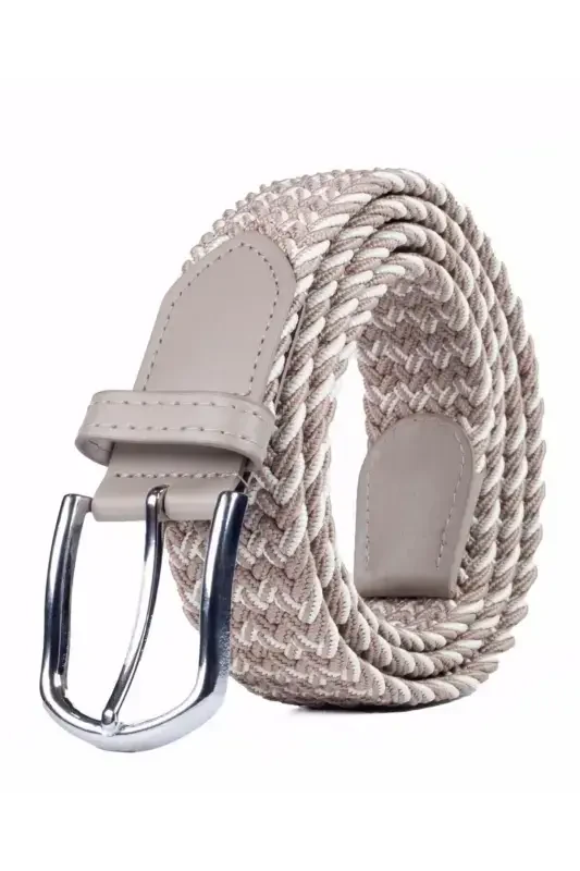 Men's Belt 3.50 Cm Braided Elastic Stretch-CREAM PATTERNED - 1