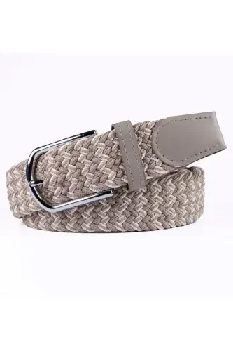 Men's Belt 3.50 Cm Braided Elastic Stretch-CREAM PATTERNED - 7