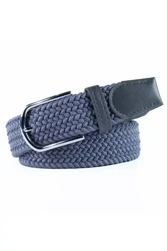 Men's Belt 3.50 Cm Braided Elastic Stretch Feature-GRAY - 7