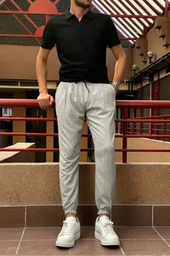 Men's Belted Plaid, Stretch Fabric, Pleated Detail, Jogger Pants 24INP199K - 7