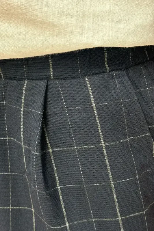 Men's, belted, plaid, stretch fabric, pleated, jogger pants 24INP199K-NAVY - 7