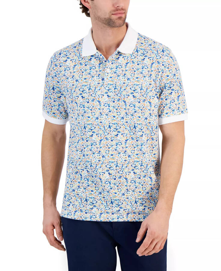 Men's Berty Floral Pique Polo Shirt, Created for Modazone Bright White - 4