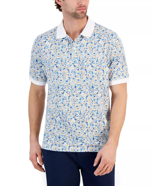 Men's Berty Floral Pique Polo Shirt, Created for Modazone Bright White - 1