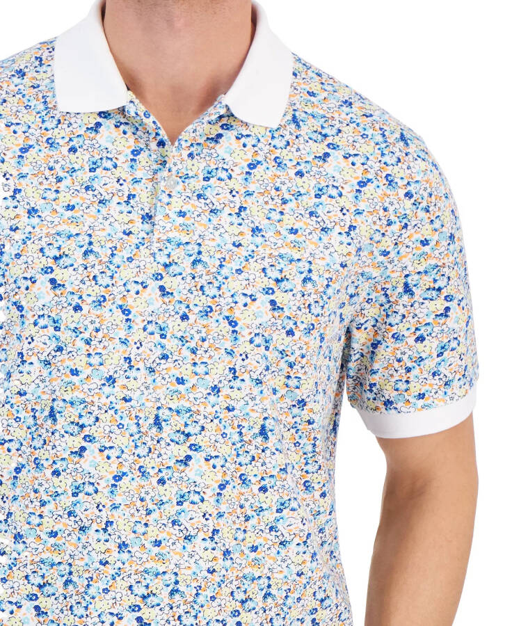 Men's Berty Floral Pique Polo Shirt, Created for Modazone Bright White - 3