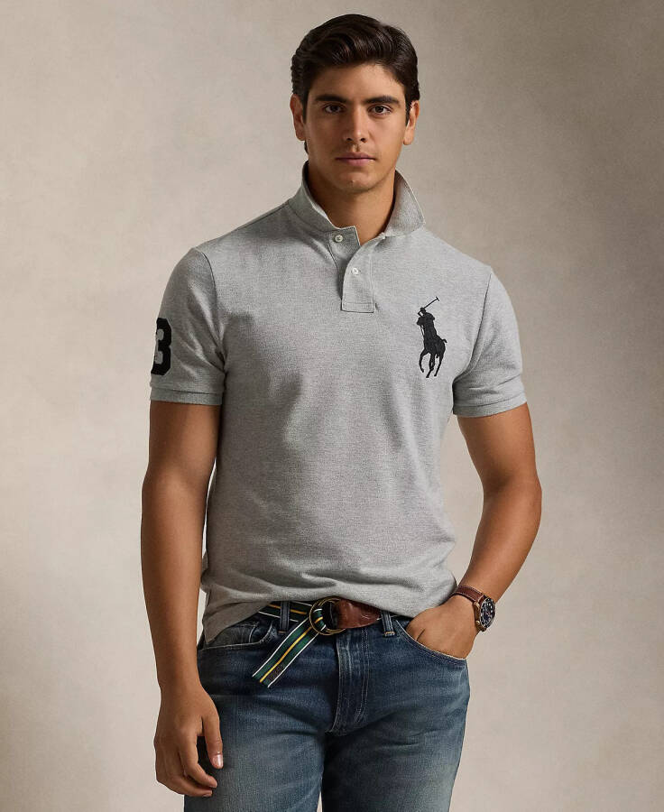 Men's Big Pony Custom Slim Fit Mesh Polo Andover Heather - 4