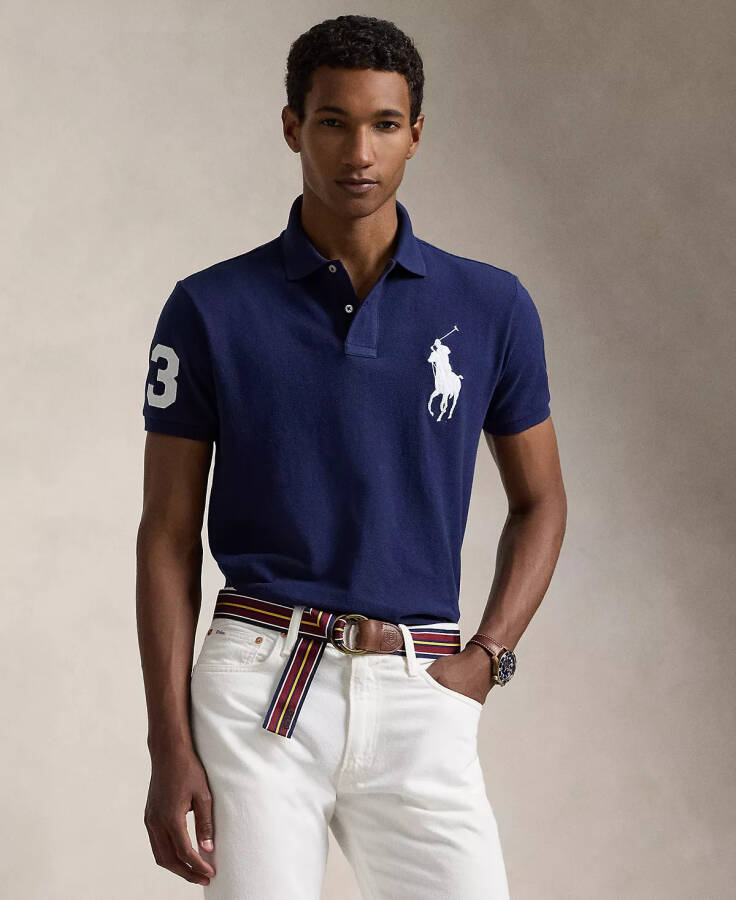 Men's Big Pony Custom Slim Fit Mesh Polo Newport Navy - 4