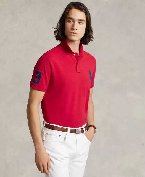 Men's Big Pony Custom Slim Fit Mesh Polo Red - 4