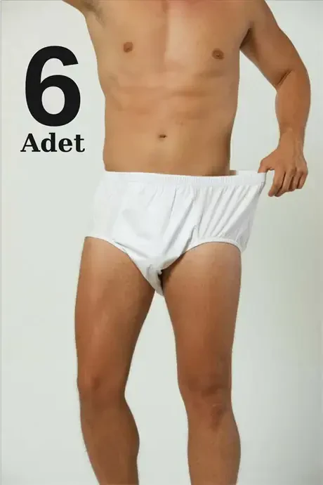 Men's Big Size Boxer Briefs 6-Pack White 100% Cotton - BÜYÜKBEDENIZ