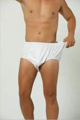 Men's Big Size Boxer Briefs 6-Pack White 100% Cotton - 3