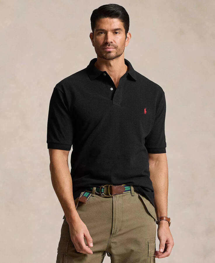 Men's Big & Tall Classic-Fit Cotton Mesh Polo Black - 1