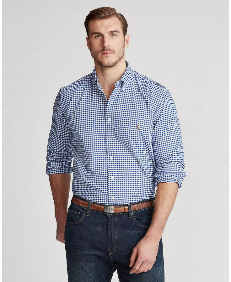 Men's Big & Tall Classic Fit Oxford Shirt Blue/White Gingham - 1