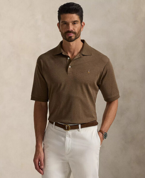 Men's Big & Tall Classic Fit Soft Cotton Polo Brown - 1