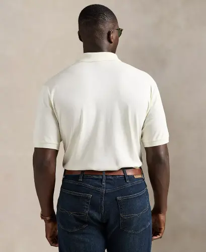 Men's Big & Tall Classic Fit Soft Cotton Polo-Pale Cream - 2