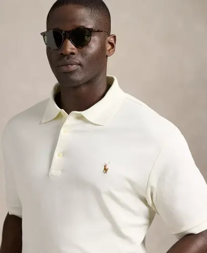 Men's Big & Tall Classic Fit Soft Cotton Polo-Pale Cream - 4