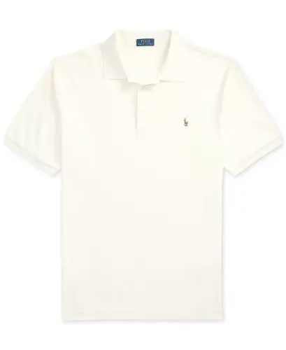Men's Big & Tall Classic Fit Soft Cotton Polo-Pale Cream - 5