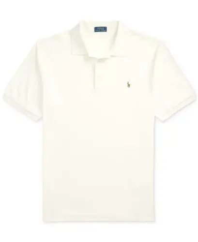 Men's Big & Tall Classic Fit Soft Cotton Polo-Pale Cream - 5