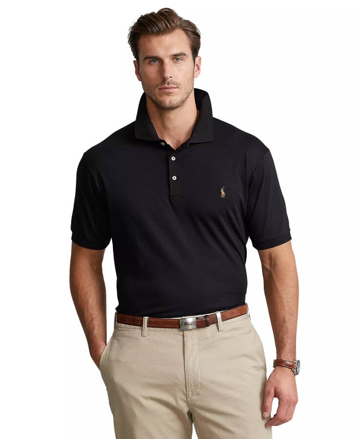 Men's Big & Tall Classic Fit Soft Cotton Polo Polo Black - 1