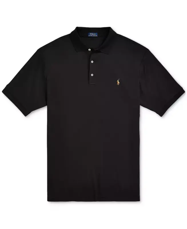 Men's Big & Tall Classic Fit Soft Cotton Polo-Polo Black - 5