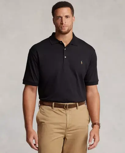 Men's Big & Tall Classic Fit Soft Cotton Polo-Polo Black 