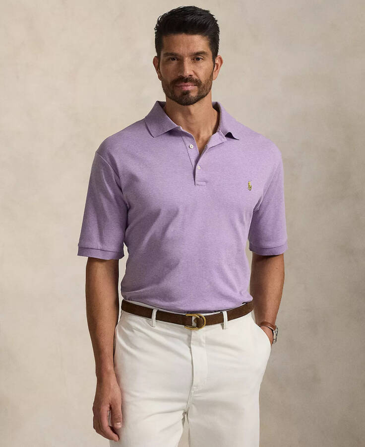 Men's Big & Tall Classic Fit Soft Cotton Polo Purple Htr - 1