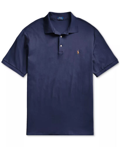 Men's Big & Tall Classic Fit Soft Cotton Polo-Refined Navy - 5