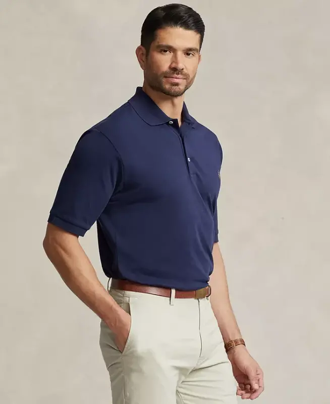 Men's Big & Tall Classic Fit Soft Cotton Polo-Refined Navy - 1
