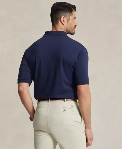 Men's Big & Tall Classic Fit Soft Cotton Polo-Refined Navy - 4