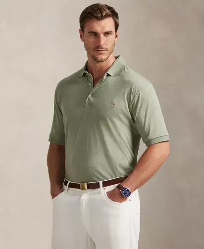Men's Big & Tall Solid Polo Shirt - Greenery Heather 