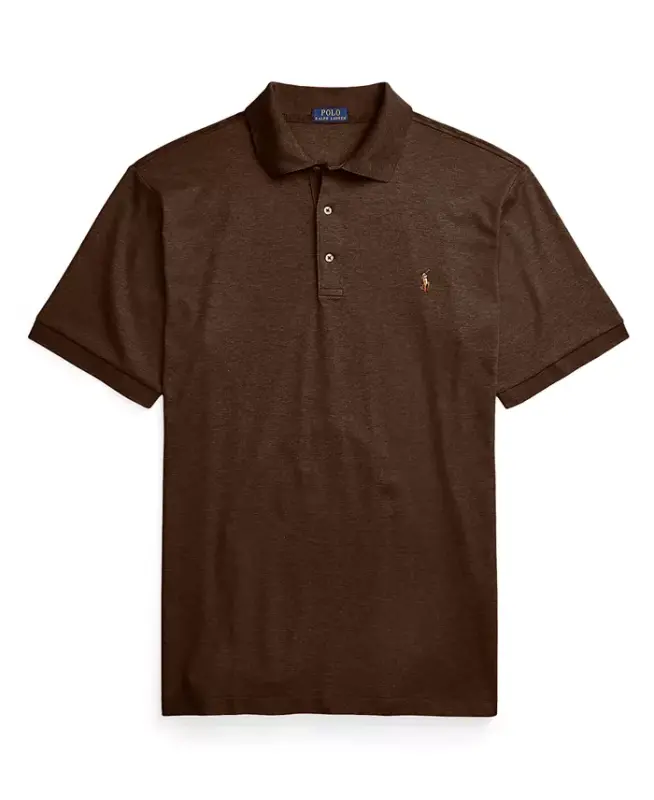 Men's Big & Tall Classic-Fit Soft Cotton Polo Shirt - Nutmeg Brown Heather - 5