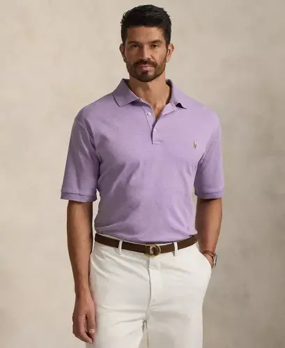 Men's Big & Tall Classic-Fit Soft Cotton Polo Shirt - Purple Htr 