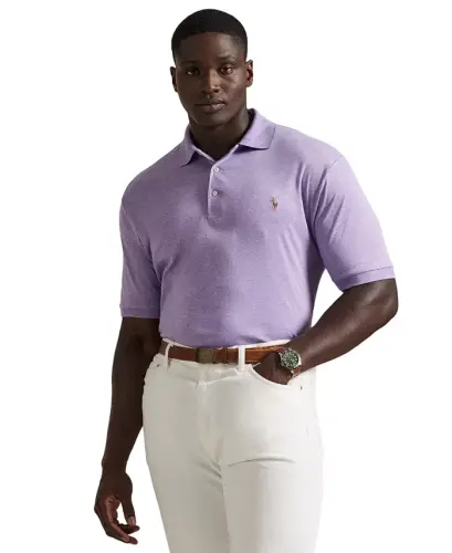 Men's Big & Tall Solid Polo Shirt - Purple Heather - 3