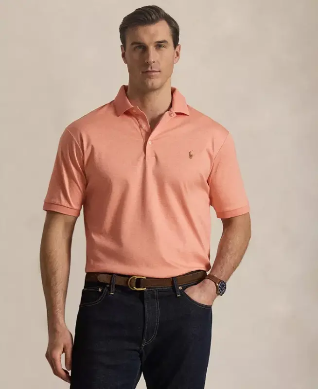 Men's Big & Tall Polo Shirt - Soft Orange Heather - 1