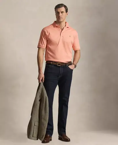 Men's Big & Tall Solid Polo Shirt - Soft Orange Heather 