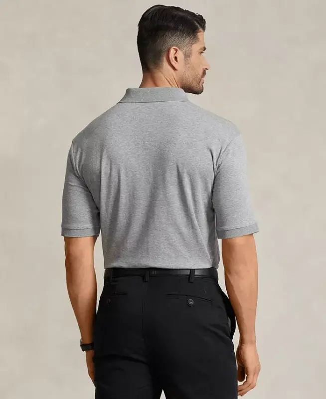 Men's Big & Tall Classic Fit Soft Cotton Polo-Steel Heather - 4