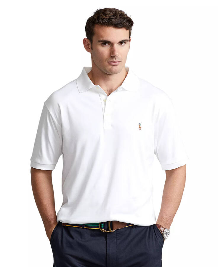 Men's Big & Tall Classic Fit Soft Cotton Polo White - 1