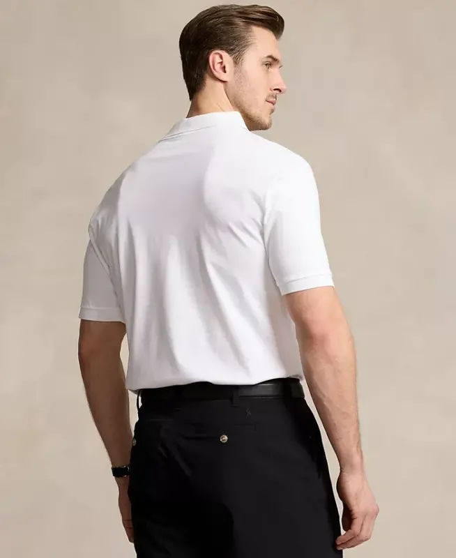 Men's Big & Tall Classic Fit Soft Cotton Polo-White - 4