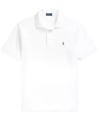 Men's Big & Tall Classic Fit Soft Cotton Polo-White - 5