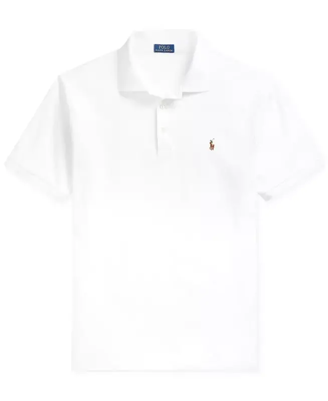 Men's Big & Tall Classic Fit Soft Cotton Polo-White - 5