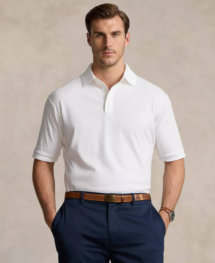 Men's Big & Tall Classic Fit Soft Cotton Polo White/White - 1